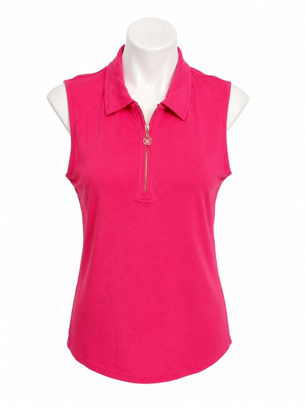 Rafaella Pink Sleeveless Zip Polo Golf Tennis Pickleball Top
